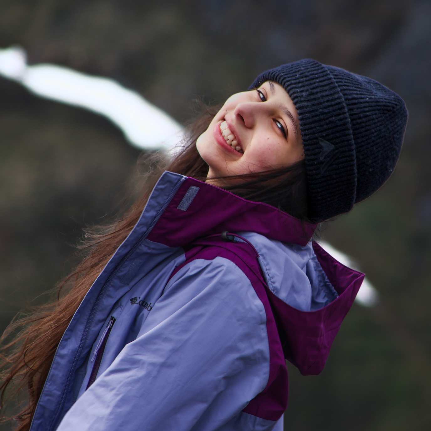 Girl Wearing Coal Black Beanie